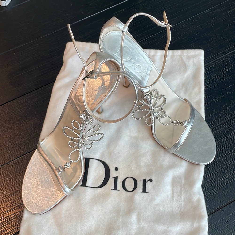 Dior Silver Heels 3”